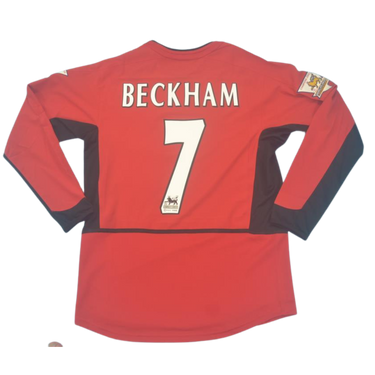 Camisa Manchester United Manga Longa 02/03 - Versão Retrô "Beckham" Nº 7