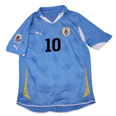 Camisa Uruguai 2010 Versão Copa do Mundo Home - Versão Retrô "Forlán" N°10