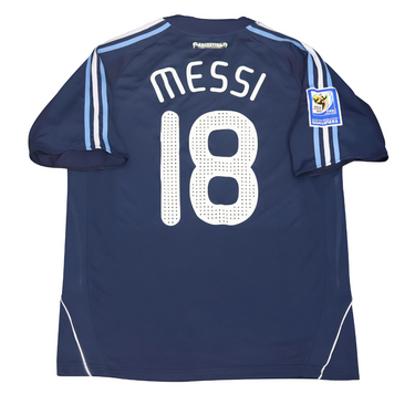 Camisa Retrô Argentina Away Weltmeisterschaft Versão 2008 "Messi" N°.18
