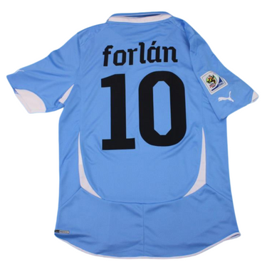Camisa Uruguai 2010 Versão Copa do Mundo Home - Versão Retrô "Forlán" N°10