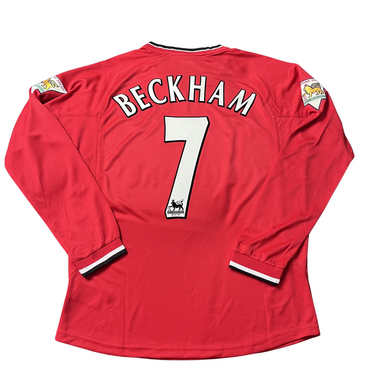 Camisa Manchester United Manga Longa 00/02 - Versão Retrô "Beckham" Nº 7