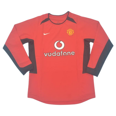 Camisa Manchester United Manga Longa Home 02/03 - Versão Retrô