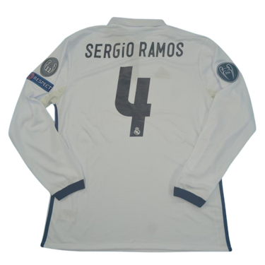 Camisa Real Madrid Manga Longa 16/17 - Versão Retrô "Sergio Ramos" Nº 4